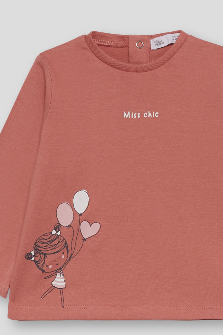 T-shirt manga comprimida rosa menina