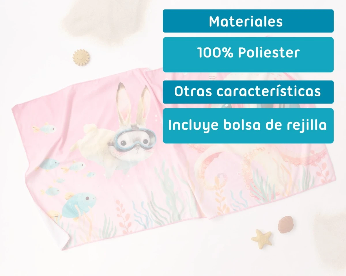 Toalha de praia para crianças rosa