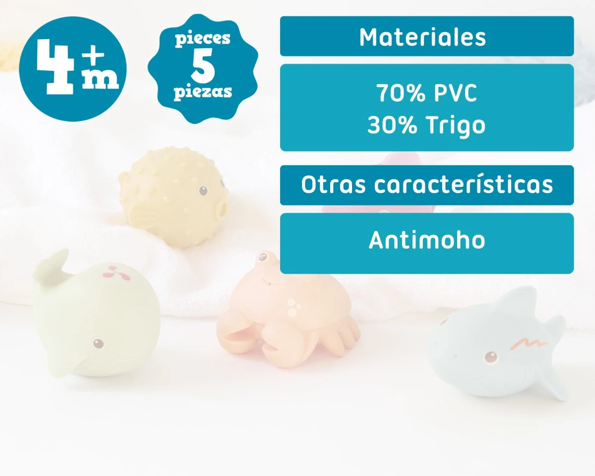 Conjunto de 5 animais marinhos anti-mofo