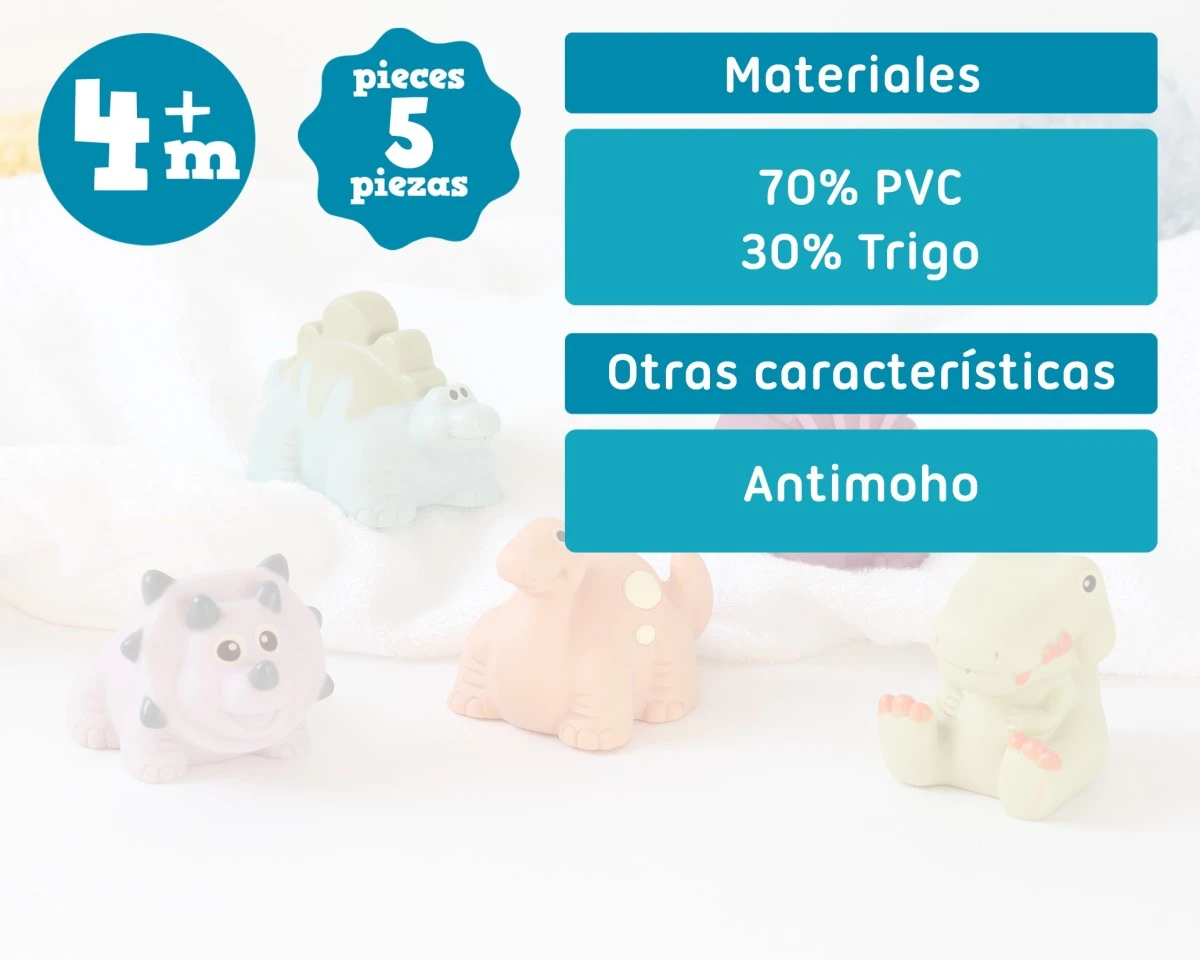 Conjunto de 5 dinossauros anti-mofo