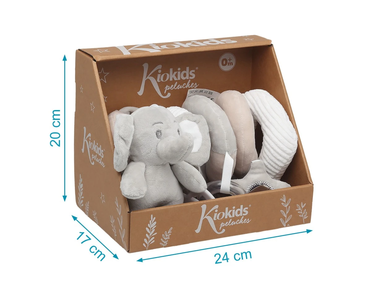 Peluche espiral elefante cinza