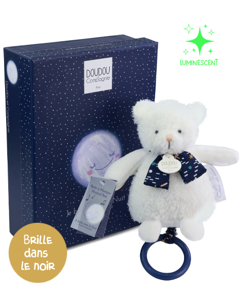 Peluche luminescente ours - 17 cm - Clair de Lune