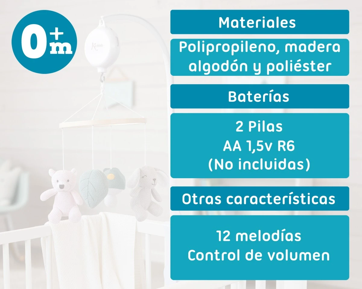 Móvel musical para berço com peluches de algodão - rosa