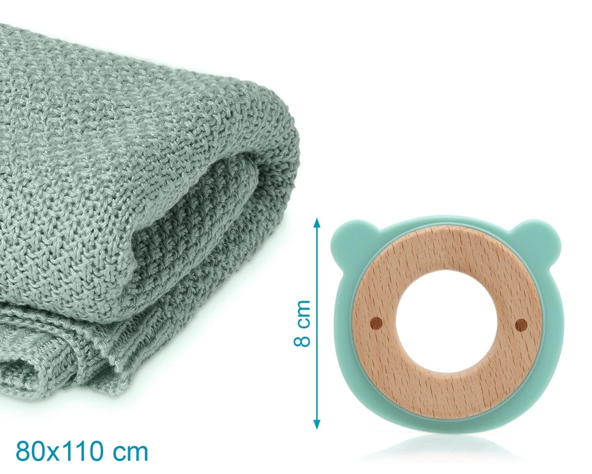 Conjunto de manta de bambu e mordedor