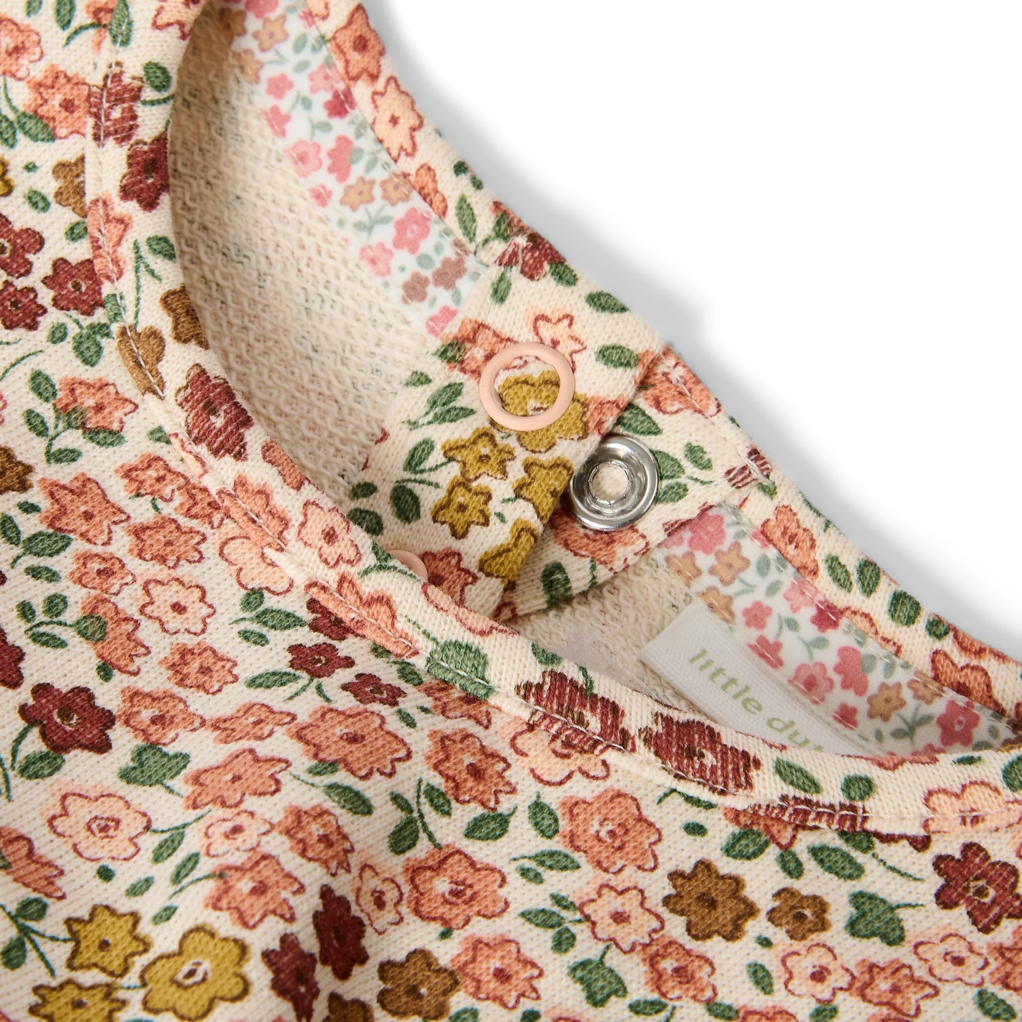 Vestido de manga comprida com estampado floral rosa