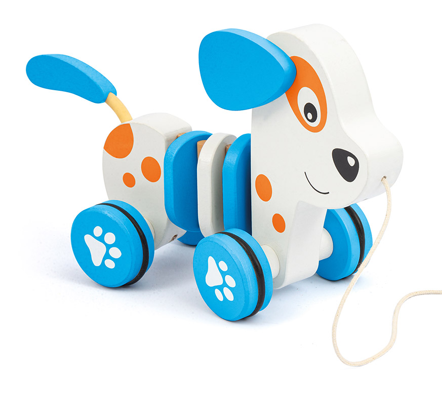 Brinquedo de madeira em formato de animal para puxar