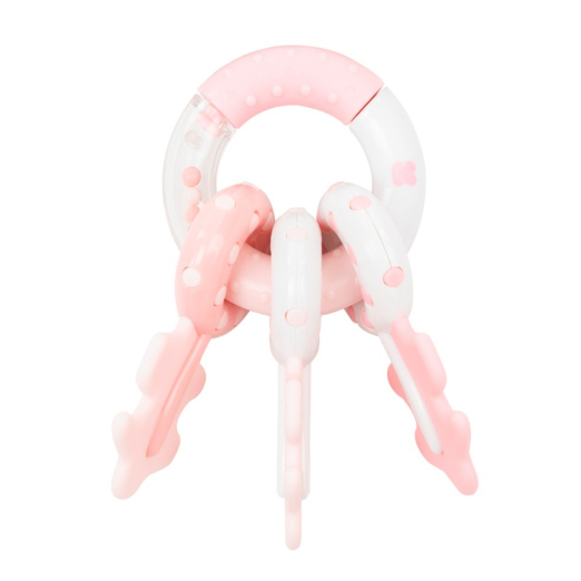 Mordedor de silicone chocalho rosa