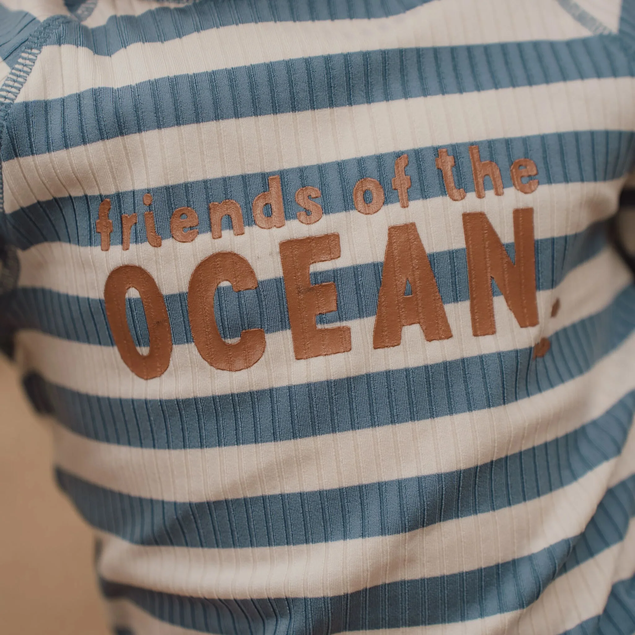 Fato de banho de manga curta - Riscas azul-oceano